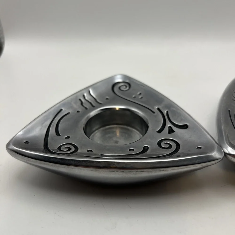 Lenox Candle Holders Votive Tealight Silver Triangle Decor 5.4